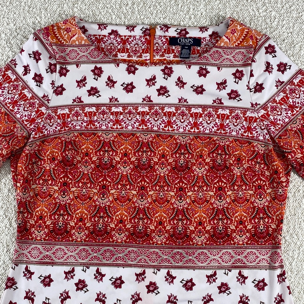 Chaps Orange & White Patterned Three-Quarter Slee… - image 7